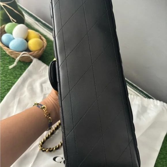 Coach Tabby 33 Quilted Nappa Leather Black With Gold Hardware Shoulder Bag - Picture 12 of 13